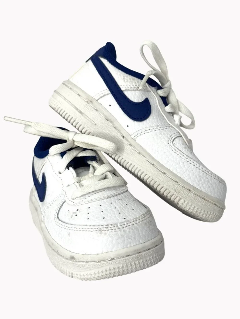 Nike Force 1 Kids Sneakers Size 7C White Blue Low Top Shoes